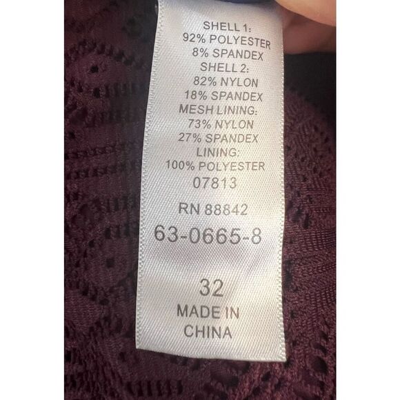 Swimsuits For All Wine Crochet Side Slit V-Neck Swim Dress Plus Size 32 Burgundy - Picture 12 of 13